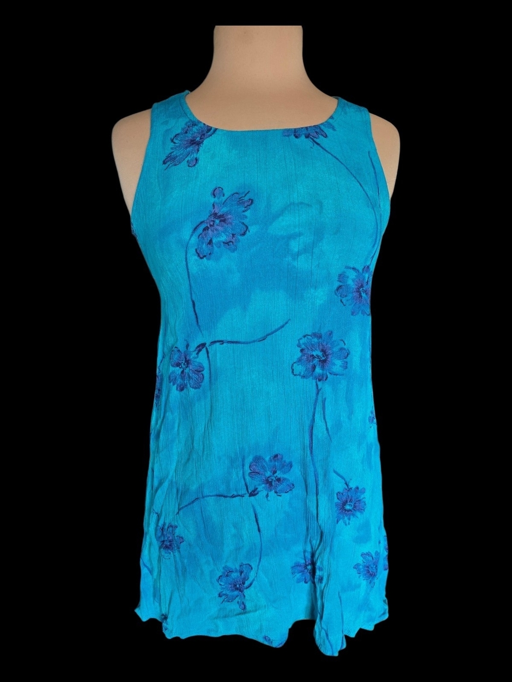 Y2K All That Jazz Bright Teal Scoop Neck Top/Tunic Sz 9/10